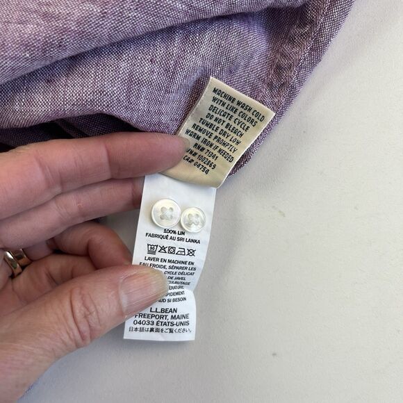 LL Bean Washable Linen Tunic Shirt L Button Up Coastal Grandma Resort Classic - Picture 9 of 9